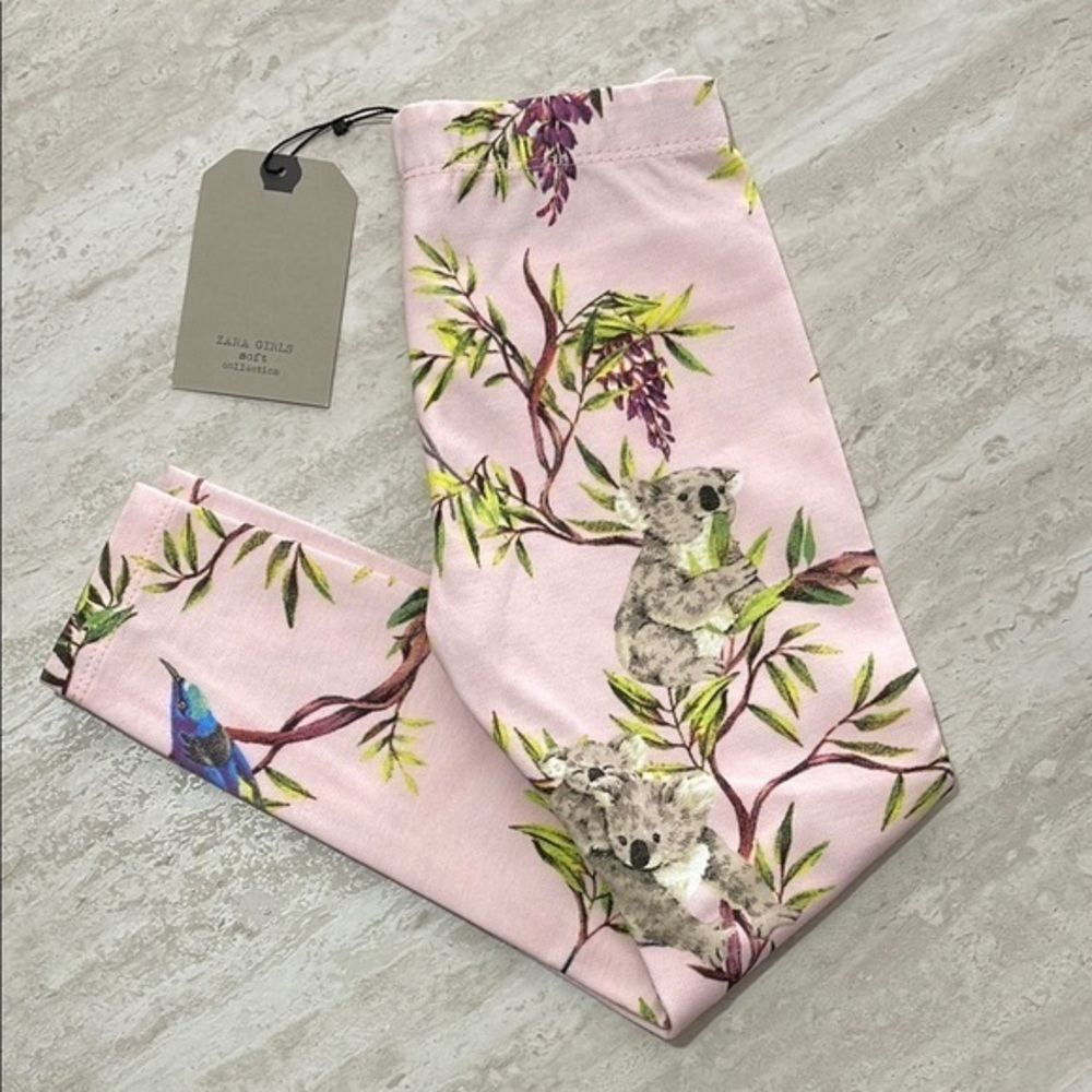 NWT Zara Kids Little Girl Pink Koala Print Leggings *5